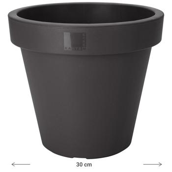 Preview: set of 2 flower pots, round, anthracite, plant pot made of 100% recyclable plastic, Ø 30 cm