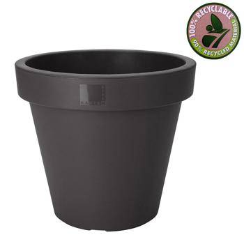 Preview: set of 2 flower pots, round, anthracite, plant pot made of 100% recyclable plastic, Ø 30 cm