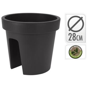 Preview: Balcony flower pot round, anthracite, gel pot, Ø 28 cm