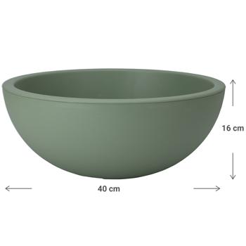 Preview: Pflanzschale Grün Ø 40 cm - Stilvolle runde Blumenschale für Innen- & Aussenbereich - Robust, langlebig, 100% recycelbar aus Kunststoff