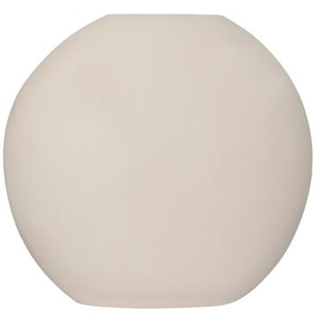 Preview: Steingut Vase lasiert - elegante Blumenvase creme 26x8x31 cm - formschönes ovales Design - robuste hochwertige Steinfertigung für langanhaltende Blumenfrische