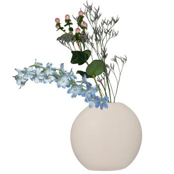 Steingut Vase lasiert - elegante Blumenvase creme 26x8x31 cm - formschönes ovales Design - robuste hochwertige Steinfertigung für langanhaltende Blumenfrische