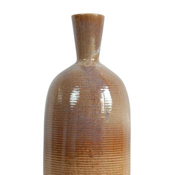 Preview: Porzellan Vase zweifarbig lasiert - Moderne Blumenvase beige hellbraun 36x15 cm - Elegant robust - Schutz vor Sonne- Stilvolles Wohnaccessoire