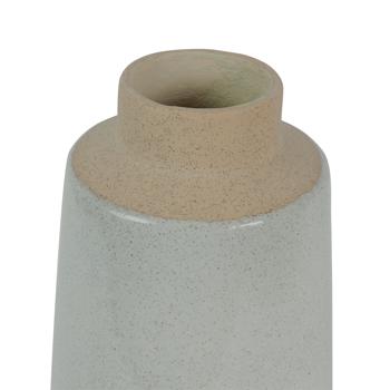 Preview: Steingut Vase beige-hellgrau - Vintage-Look Blumenvase - Robust & hochwertig - 19x12 cm - Ideal für frische Blumen & Dekoration - Modernes Design