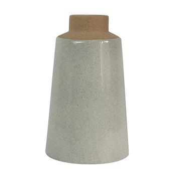 Preview: Steingut Vase beige-hellgrau - Vintage-Look Blumenvase - Robust & hochwertig - 19x12 cm - Ideal für frische Blumen & Dekoration - Modernes Design