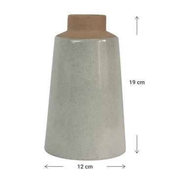 Preview: Steingut Vase beige-hellgrau - Vintage-Look Blumenvase - Robust & hochwertig - 19x12 cm - Ideal für frische Blumen & Dekoration - Modernes Design