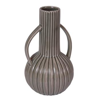 Vase Porzellan Grün - Lasierte Oberfläche Krug-Design Relief-Muster - Stilvolle Blumenvase 12x12x21 cm - Moderne 3D-Optik