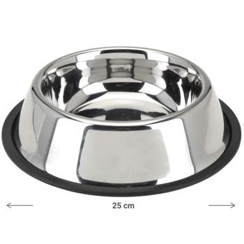 Preview: Stainless steel dog bowl Ø 25.5 cm – Non-slip food bowl for dogs and cats – Scratch-resistant, durable & hygienic – Bacteria-resistant for healthy food