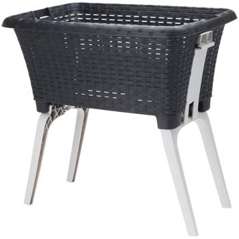 Preview: Folding laundry basket with legs, anthracite/grey, 60 x 40 x 58 cm - plastic laundry rack, ergonomic & space-saving