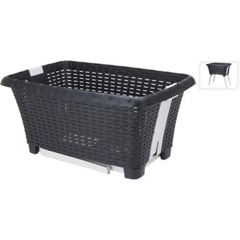 Preview: Folding laundry basket with legs, anthracite/grey, 60 x 40 x 58 cm - plastic laundry rack, ergonomic & space-saving