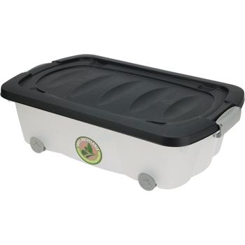 Preview: 2er-Set Unterbettkommode Kunststoff - Deckel & Rollen für optimale Raumnutzung unter dem Bett - 60x38x17,5cm - 90% recycelter Kunststoff - je 24L Volumen