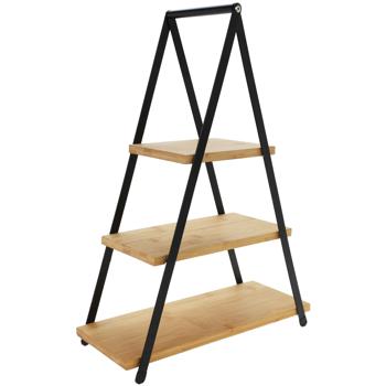 Servierständer Etagere 3-stufig aus Bambus und Metall - Elegante Präsentation für Kuchen, Obst, Käse & Tapas - Perfekt für Partys & Kaffee