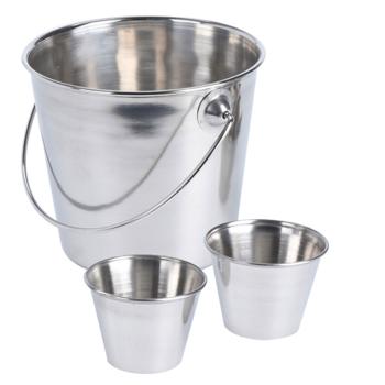 Preview: Secchio da portata con 2 tazze extra, secchio per patatine fritte, acciaio inox
