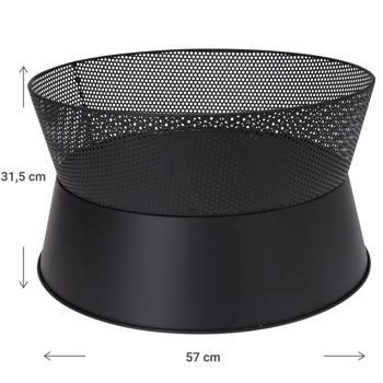 Preview: Robusto focolare in acciaio, 57 x 31,5 cm, con elegante griglia - Sicuro focolare per un‘atmosfera da falò in giardino