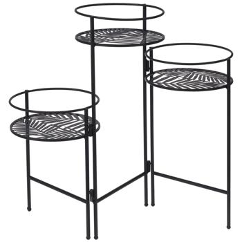 Set di 3 portafiori di design, in metallo, nero, 66x22x49cm - Eleganza senza tempo per le vostre piante - Robusto supporto per vasi da fiori