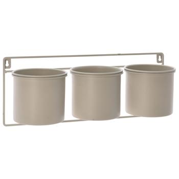 Portavaso in metallo, 3 vasi da parete, beige, ciascuno 12 x 14 cm