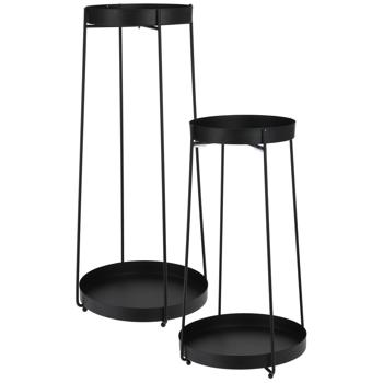 Set portavasi in metallo – 2 supporti rotondi per piante neri – 2 dimensioni (46/56 cm) per una decorazione elegante – esposizione flessibile dei fiori