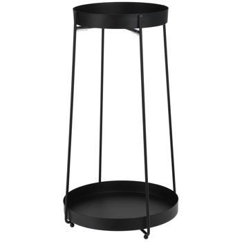Preview: Set portavasi in metallo – 2 supporti rotondi per piante neri – 2 dimensioni (46/56 cm) per una decorazione elegante – esposizione flessibile dei fiori