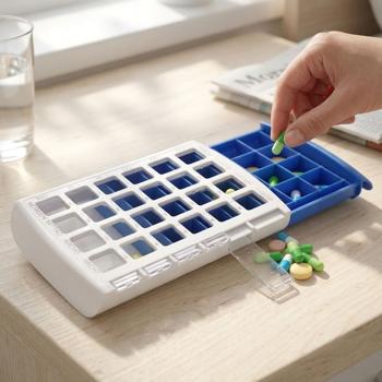 Preview: Clearly arranged pill box with 28 compartments, 7 days with 4 compartments each: pill box and medication planner for reliable intake