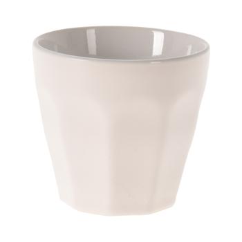 Preview: Espressotassen 4er-Set aus dickwandigem Porzellan - Achteckige Kaffeebecher ohne Henkel für doppelten Espresso - 90ml Volumen - Matt Weiss-Glänzend Innen