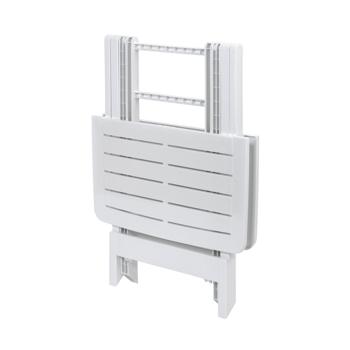 Preview: Table d‘appoint pliante - Jardin, terrasse, balcon, camping-car - Résistante saleté/humidité/chaleur/froid - Polypropylène blanc 45x43x50cm