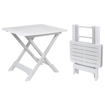 Preview: Table d‘appoint pliante - Jardin, terrasse, balcon, camping-car - Résistante saleté/humidité/chaleur/froid - Polypropylène blanc 45x43x50cm