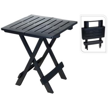 Preview: Table de camping mobile pliante - Légère & robuste pour pique-niques, jardin, balcons - 43x45x50 cm, noire - Facile à nettoyer/ranger