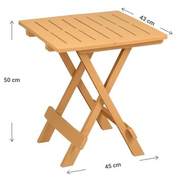 Preview: Klappbarer Beistelltisch - Garten, Balkon & Camping - Robuster Kunststoff Polypropylen braun - 45x43x50 cm - Wetterfest & Platzsparend