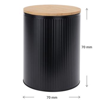Preview: Metal storage jar with bamboo lid, black, cookie jar, Ø 14 x H 17 cm