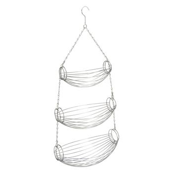 Corbeille à fruits à suspendre à 3 étages, argentée, 70 cm