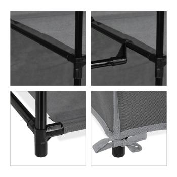 Preview: Stoffkleiderschrank Grau – Mobiler Faltschrank mit 6 Ablagefächern & Kleiderstange – 170x90x45cm – Ideal für Schlafzimmer, Camping – Robust & Platzsparend