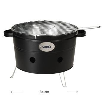 Preview: Barbecue a carbonella in metallo, barbecue da balcone con maniglie, nero opaco, argento, 34 x 20 cm Preview: Barbecue a carbonella in metallo, barbecue da balcone con maniglie, nero opaco, argento, 34 x 20 cm