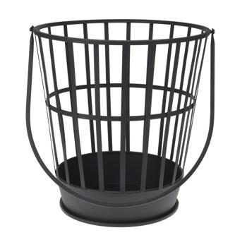 Practical metal fire basket with handle, black, Ø 38 x H 38cm - Mobile fire bowl for garden fires - Robust outdoor fire pit