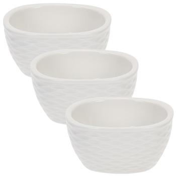Servier-Set 3 Schalen Porzellan - Für Snacks Dips & Desserts - Ø 9,5 x H 4,5 cm Beige gerippt - Vielseitig einsetzbar - Hochwertig & dekorativ