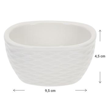 Preview: Servier-Set 3 Schalen Porzellan - Für Snacks Dips & Desserts - Ø 9,5 x H 4,5 cm Beige gerippt - Vielseitig einsetzbar - Hochwertig & dekorativ