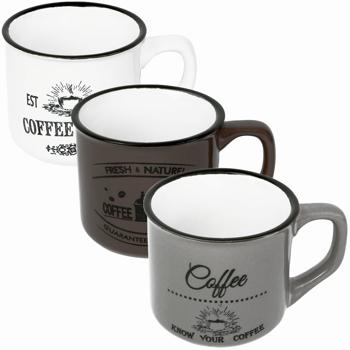 3er-Set Steingut Tassen - Vintage Kaffeetassen für perfekten Kaffeegenuss - 180ml Fassungsvermögen - Spülmaschinenfest & Wärmeisoliert