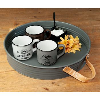 Preview: 3er-Set Steingut Tassen - Vintage Kaffeetassen für perfekten Kaffeegenuss - 180ml Fassungsvermögen - Spülmaschinenfest & Wärmeisoliert