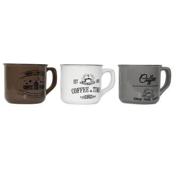 Preview: 3er-Set Steingut Tassen - Vintage Kaffeetassen für perfekten Kaffeegenuss - 180ml Fassungsvermögen - Spülmaschinenfest & Wärmeisoliert