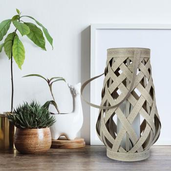 Preview: LED-Solar-Laterne Flammeneffekt - Garten Balkon Wohnzimmer Dekoration - Kunststoff grau 16x27cm - IP44 Spritzwassergeschützt Helligkeitssensor