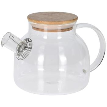 Glass teapot with bamboo lid and filter, 1000 ml