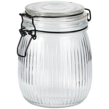 Vorratsglas 750ml mit Bügelverschluss - Transparentes Glas mit 3D-Muster - Ideal für Küche, Mini-Bar, trockene Lebensmittel - Nicht spülmaschinengeeignet