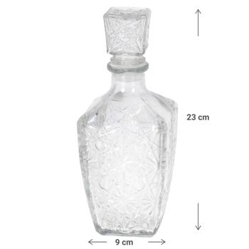 Preview: Whiskey-Karaffe aus Glas - Eleganter Dekanter für Whisky, Sherry, Cognac, Likör - 900 ml Volumen, 9x9x24 cm, mit Glas-Deckel und Schliff-Design