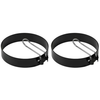 Preview: Kochring 2er-Set - Spiegeleierringform Ø 10 cm - matt-schwarz Edelstahl - Universell für Burger, Desserts & zum Backen - Einklappbarer Griff