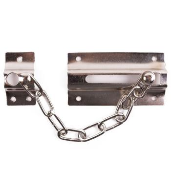 Preview: Sicherheits-Türkette aus Metall - Sicherheitstürriegel für fast jede Tür - Einfache Montage - Edelstahl/Nickel Silber - 16cm Kette - 3mm Stärke