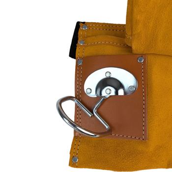Preview: Robust leather tool belt – Tool apron with nail pouch, hammer holder & tool pockets – Brown – For professionals & DIY projects