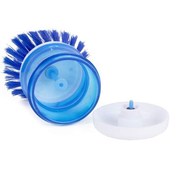 Preview: Spülbürste mit Spülmittelreservoir - effiziente Dosierung, keine Verschwendung - zierliche Borsten für Gläser & Tassen - ergonomisch - Helblau/Weiss