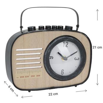 Preview: Orologio da tavolo decorativo con design radiofonico a valigia, 22 x 6 x 21 cm