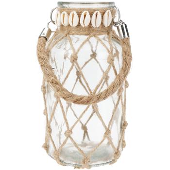 Vaso marittimo, con ornamenti e conchiglie, vetro decorativo, Ø 11 x H 20,5 cm