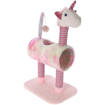 Preview: Tiragraffi per gatti design unicorno – ideale per gattini & gatti anziani – robusto & decorativo – 40x30x85 cm – bianco‑rosa – per gli istinti naturali
