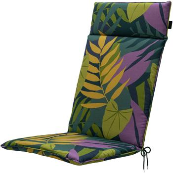 Preview: set di 2 comodi cuscini per schienale alto, design a foglie verde, 120 x 50 cm, cuscini per sedie da giardino per il relax, eleganti e resistenti